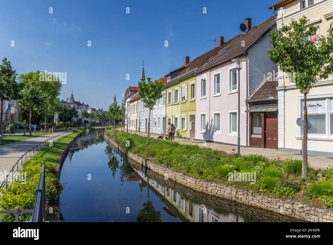 Colorful canal in the historic center of Detmold, Germany Stock Photo