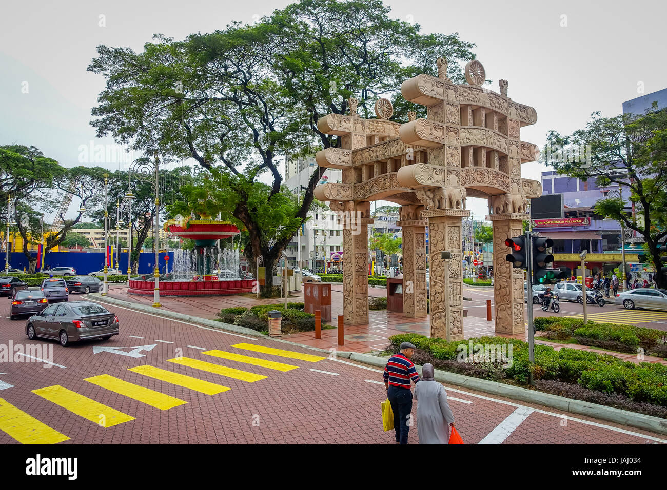 Kuala Lumpur, Malaysia - March 9, 2017: Little India neighborhood was recently transformed into a wide street with Indian stores and restaurants run by the country’s Indian community. Stock Photo