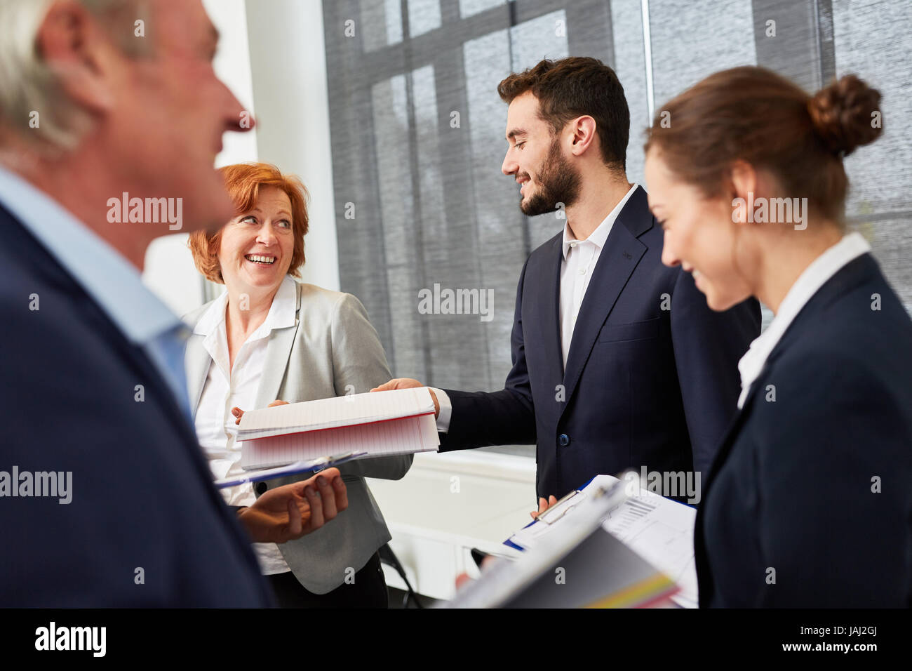 Personnel manager staff and young business people in selection process Stock Photo