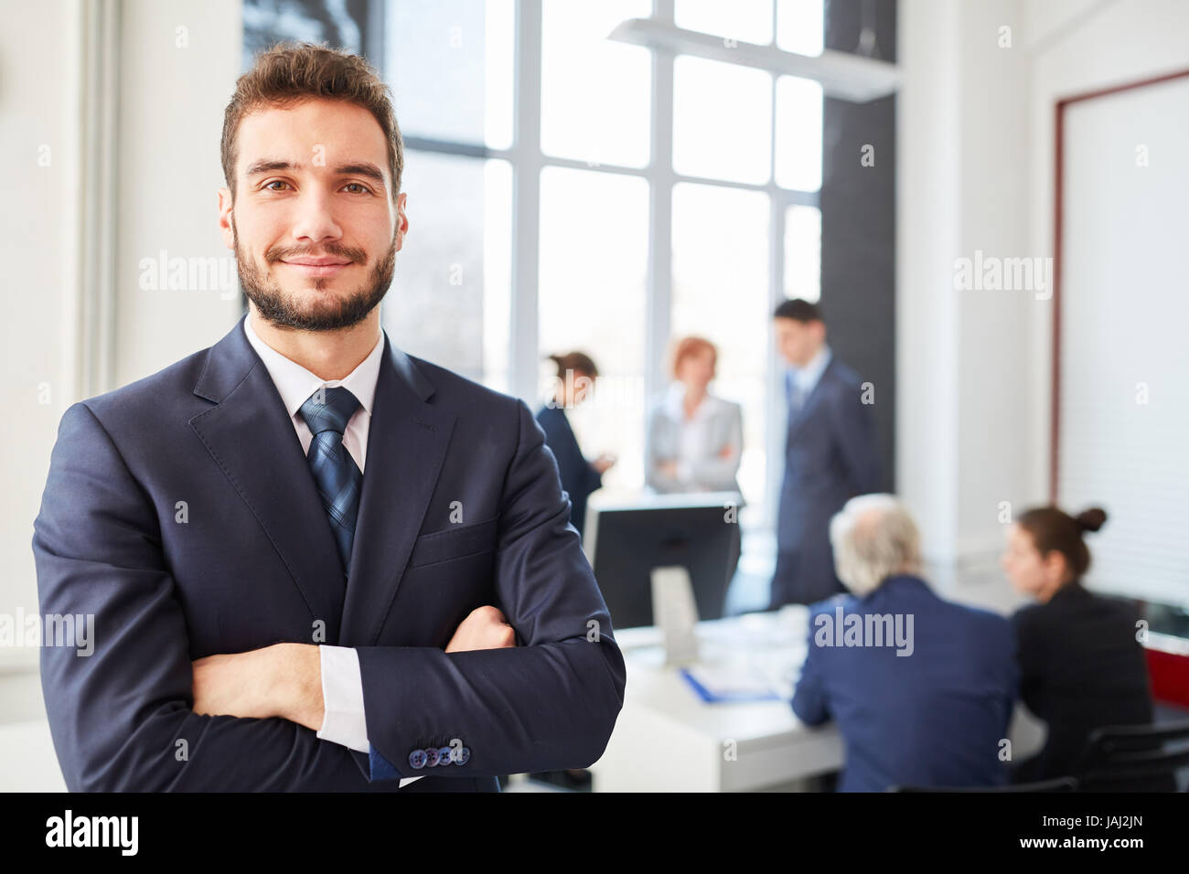 Man as self confident consultant entrepreneur with competence Stock Photo