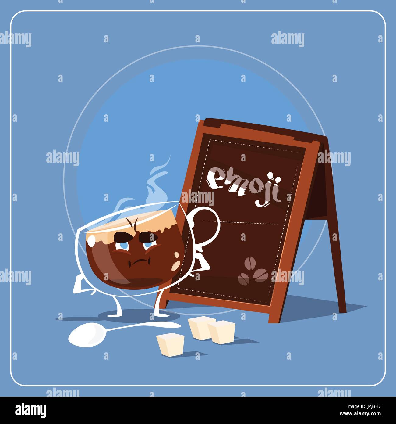 Cartoon Coffee Cup Sad Tired Face People Emoji Stock Vector Image & Art