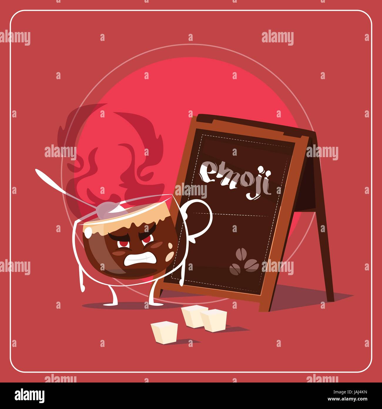 Cartoon Coffee Cup Sad Angry Face People Emoji Stock Vector Image & Art