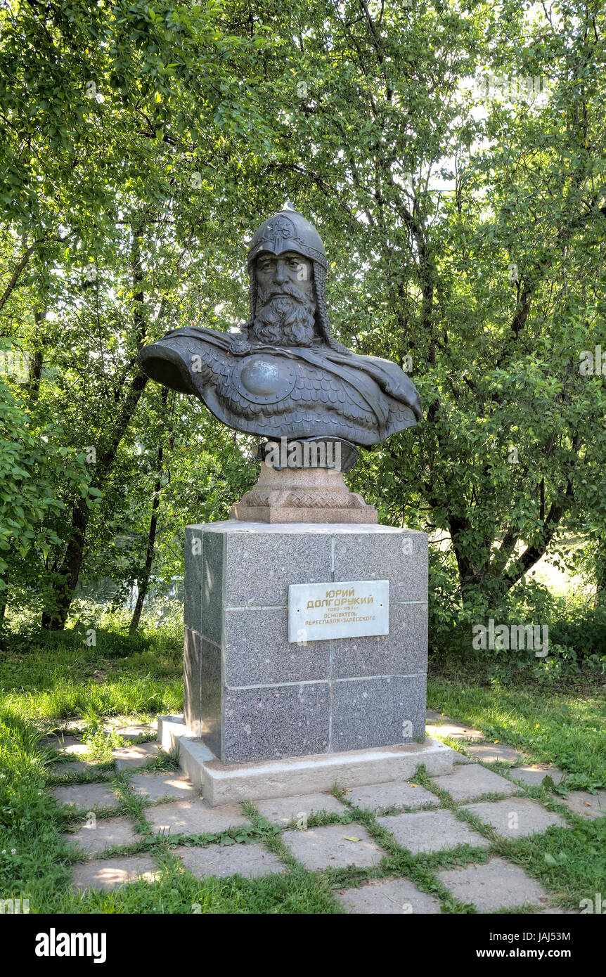 Monument of Yuri Dolgoruky. Goritsky Assumption Monastery. Pereslavl, Russia. Stock Photo