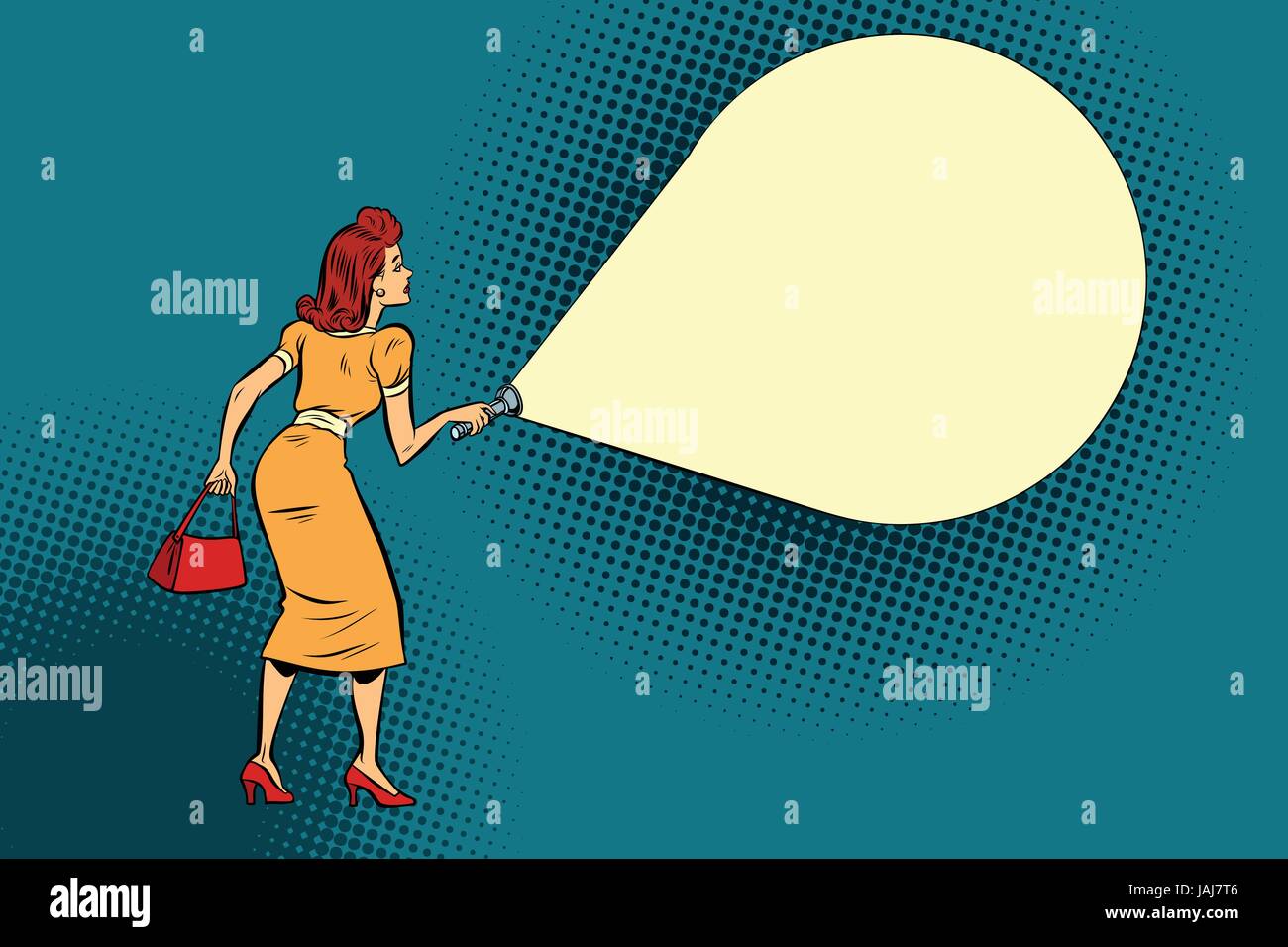 woman light flashlight Stock Vector