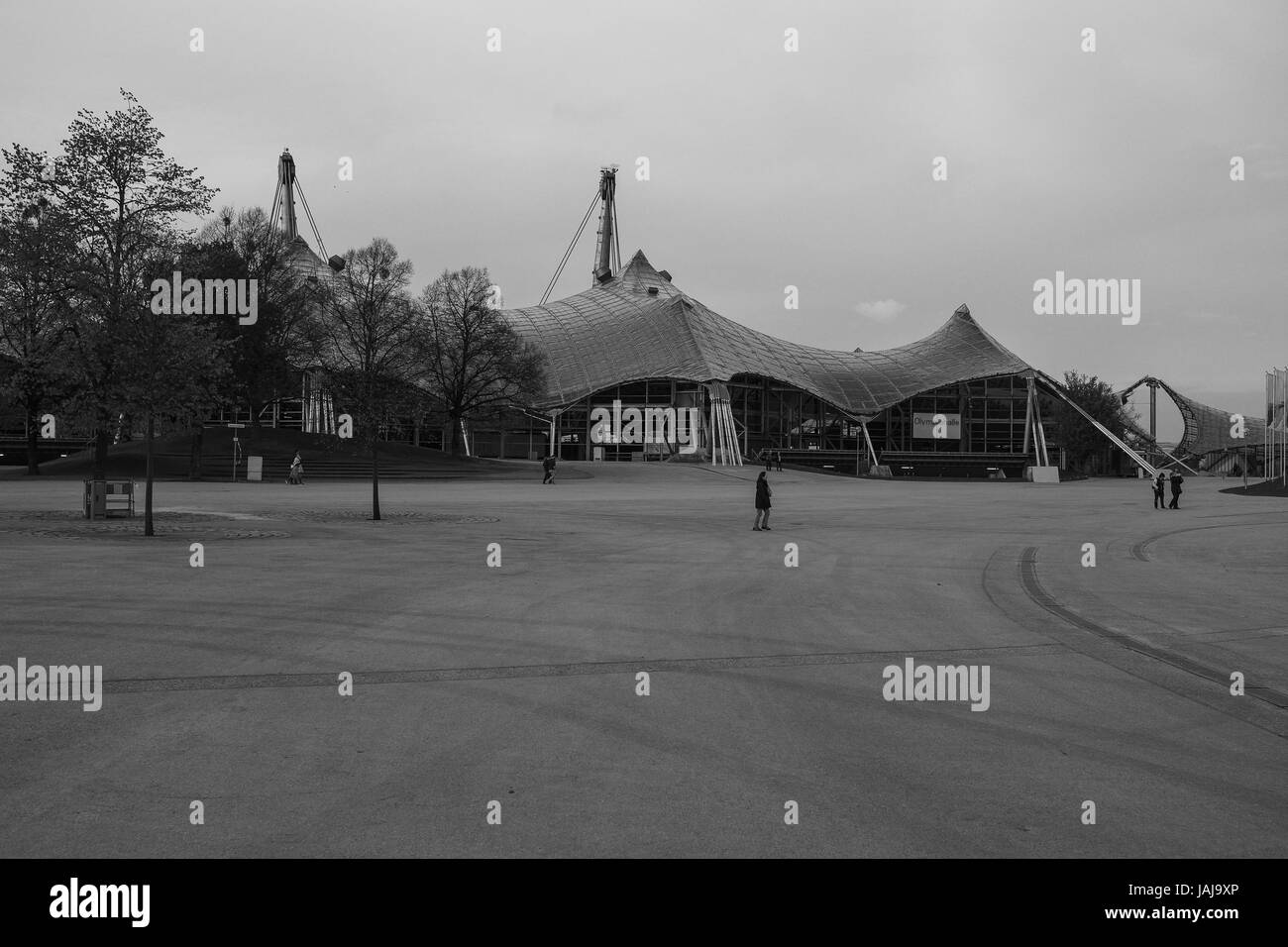 Olympic Park in Munich, is an Olympic Park which was constructed for the 1972 Summer Olympics. Located in the Oberwiesenfeld neighborhood of Munich, the Park continues to serve as a venue for cultural, social, and religious events such as events of worship  Featuring: Atmosphere Where: Munich, Germany When: 01 May 2017 Credit: Oscar Gonzalez/WENN.com Stock Photo