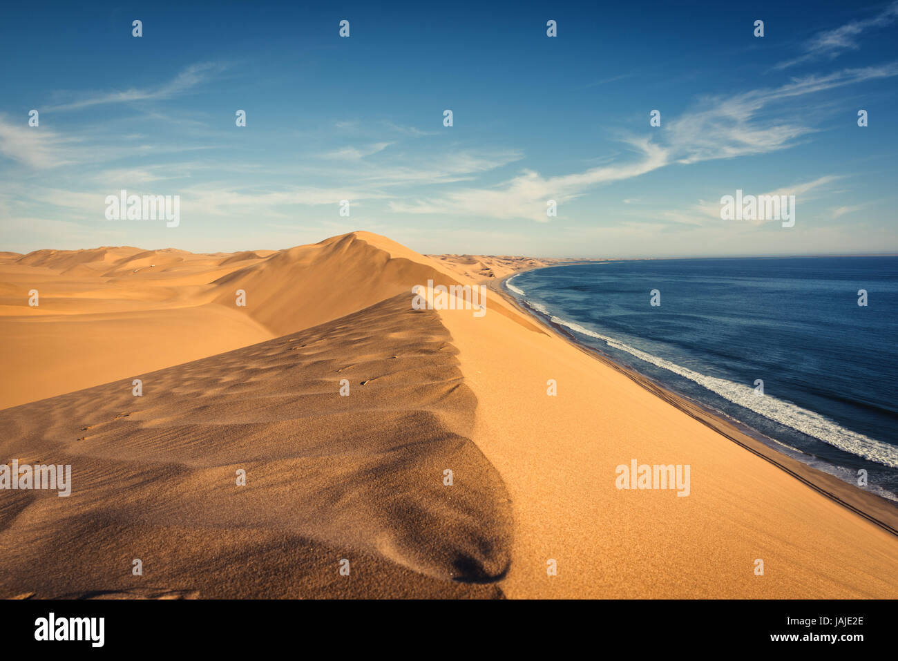 The Namib Desert at Sandwhich Harbour in Namibia Stock Photo