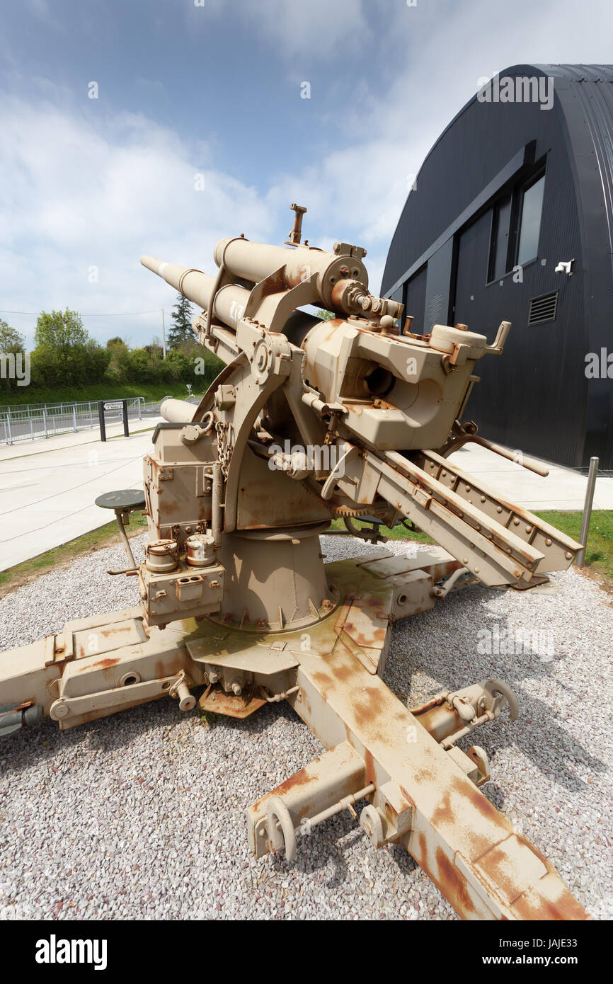 A German 88 mm anti-aircraft gun outside the Dead Man's Corner Museum in  Normandy, France Stock Photo - Alamy