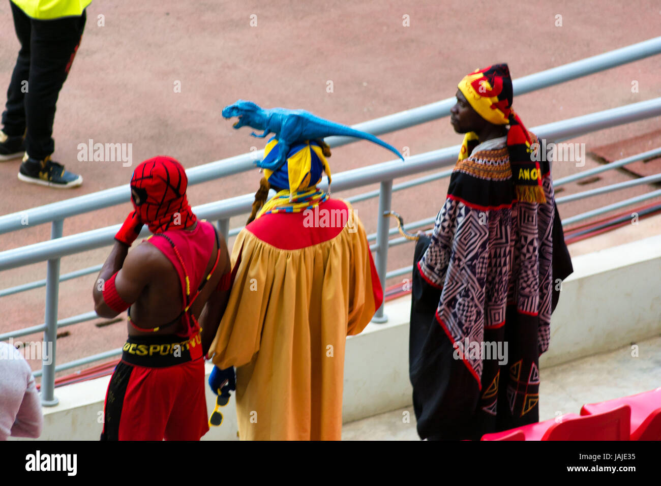 LUANDA, ANGOLA - JULY 04, 2015: Angolan fans look on as Angola takes on South Africa in the group stage of the 2015 African Nations Championship in Lu Stock Photo