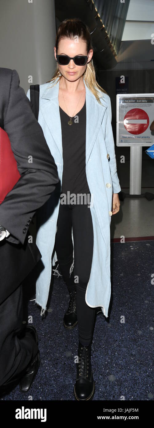 Behati Prinsloo arrives at Los Angeles International Airport (LAX