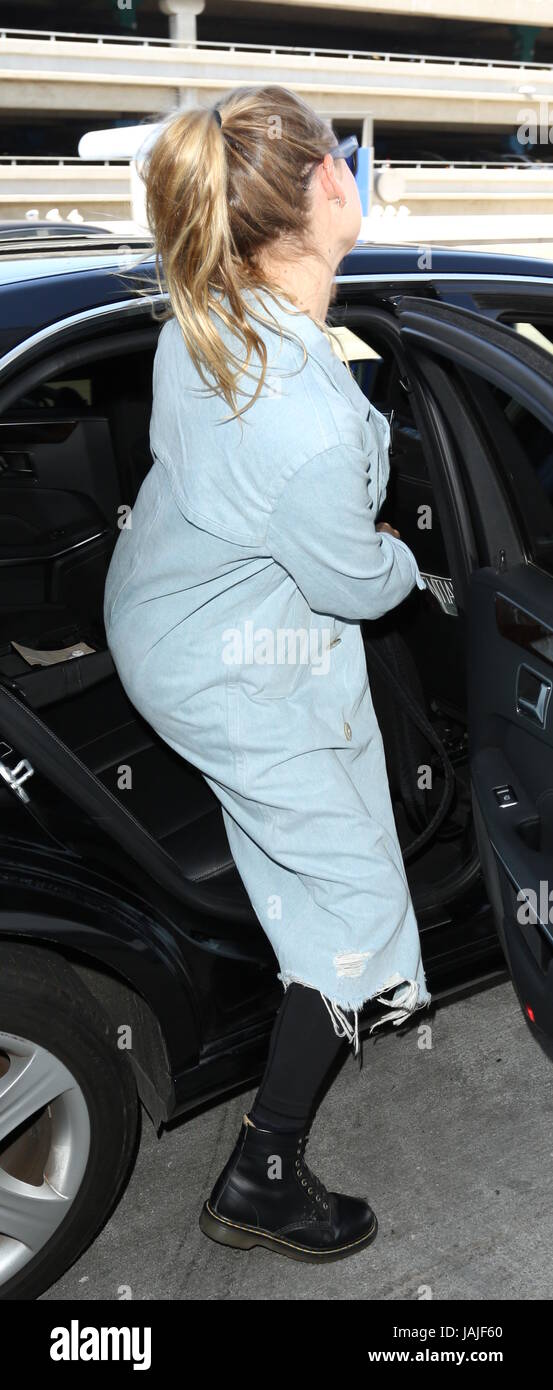 Behati Prinsloo arrives at Los Angeles International Airport (LAX