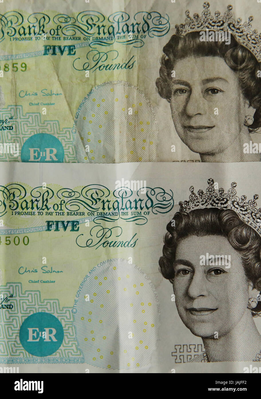 On Friday 5 May, the old cotton paper British £5 pound notes will no longer be legal tender. Some banks, building societies and The Post Office will still accept paper £5 notes after May 5th, but this is at their own discretion.  Featuring: View Where: London, United Kingdom When: 04 May 2017 Credit: Dinendra Haria/WENN.com Stock Photo