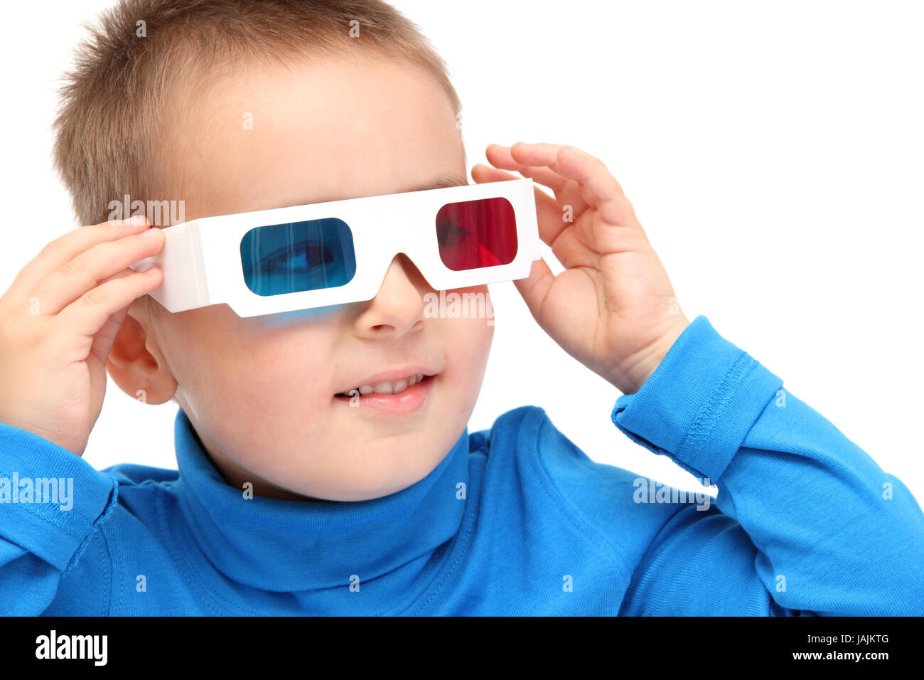 boy watching with 3d glasses Stock Photo Alamy
