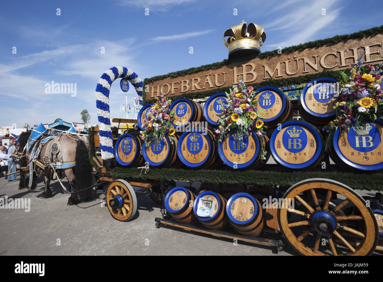 Germany,Bavaria,Munich,October feast,beer barrels Stock Photo Alamy