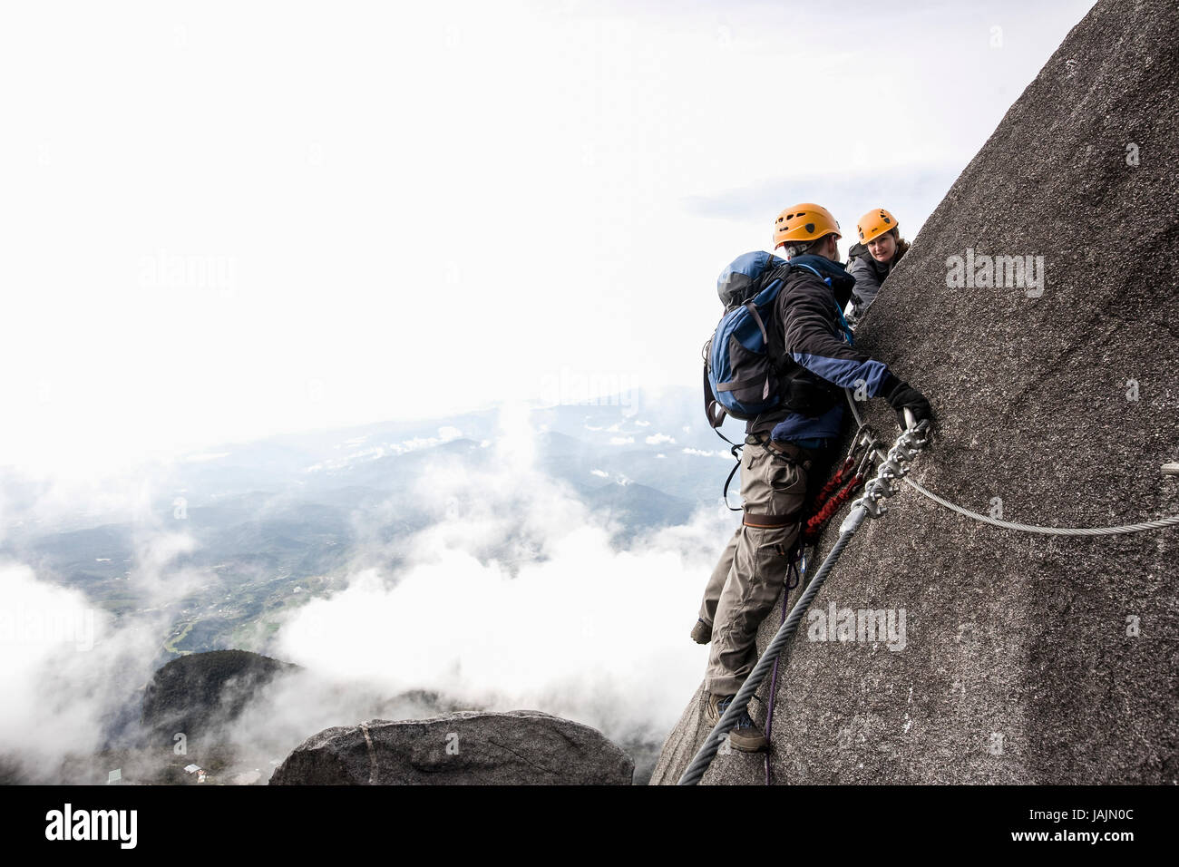 Via Ferrata and Mountaineering in Mount Kinabalu, Borneo, Malaysia. Stock Photo