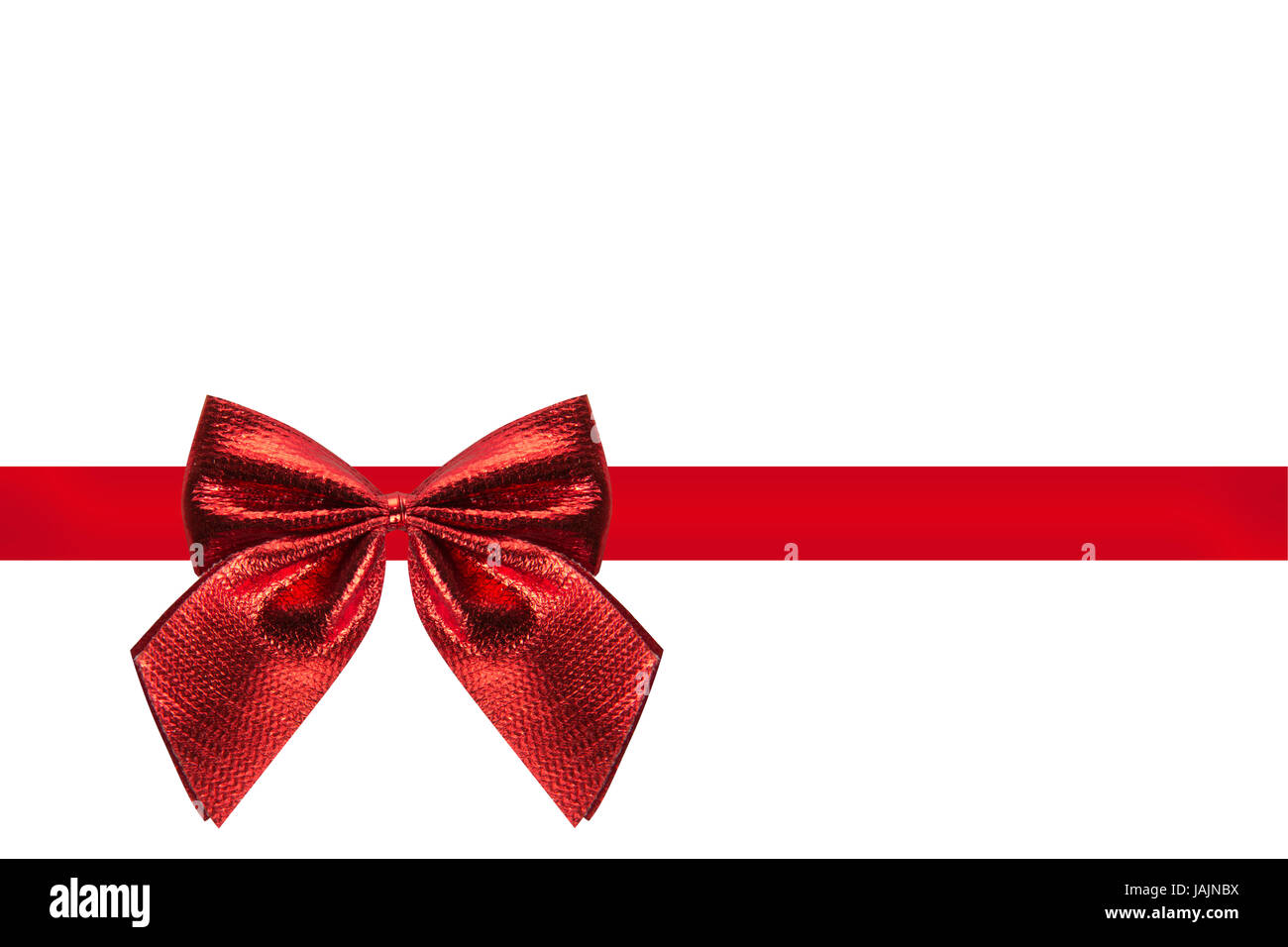 rotes Geschenkband mit Schlaufe isoliert mit weißem Hintergrund Stock Photo