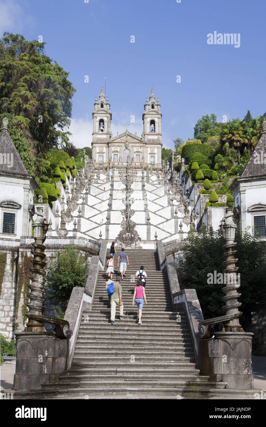 Portugal,Braga,Bom Jesus Th Monte,stairs,pilgrimage church, Stock Photo