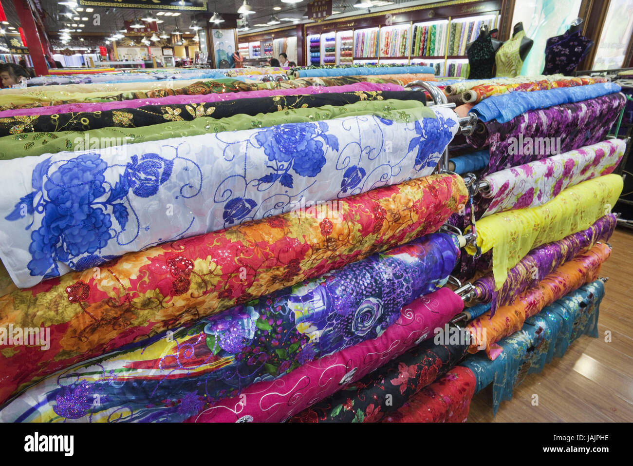 China,Peking,silk market,substances,silk,sales, Stock Photo