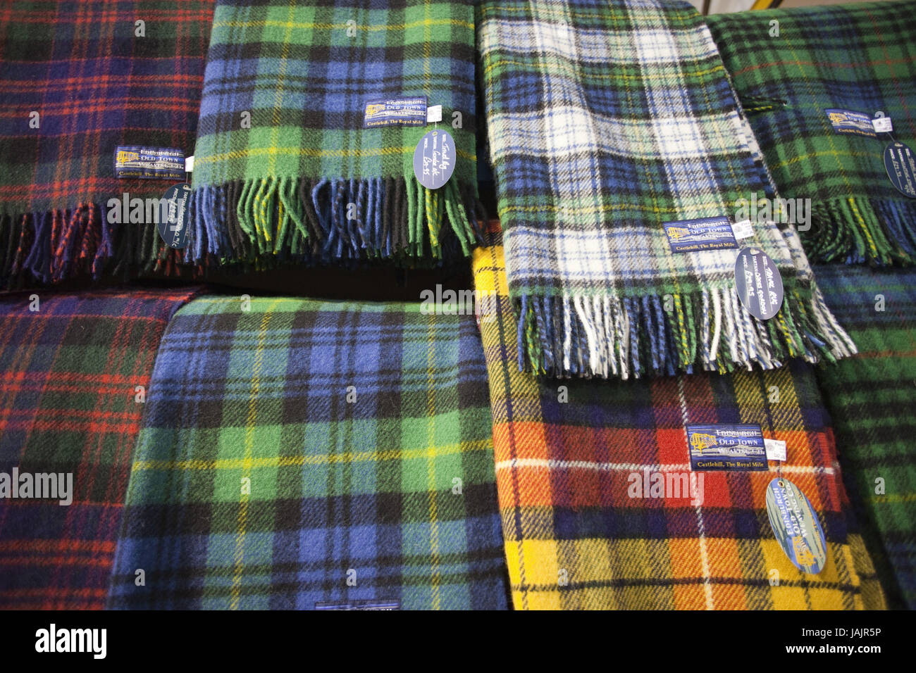 Scotland,Edinburgh,Tartan Weaving million,weaving mill,salesroom,scarfs, Stock Photo