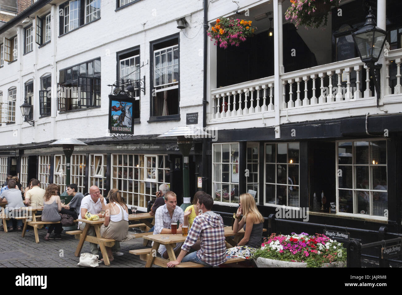 England,London,Southwark,'The of George Pub',guests,outside, Stock Photo