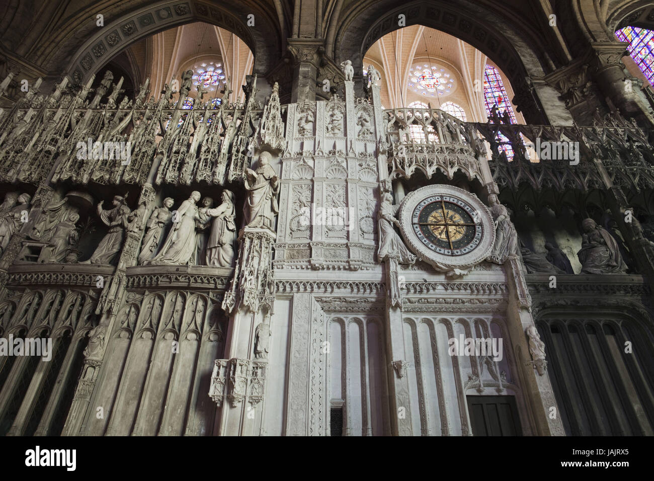 France,your Eure-et-Loire,Chartres,cathedral Notre-Dame-de-Chartres,choral tower,grace notes,astronomical clock, Stock Photo