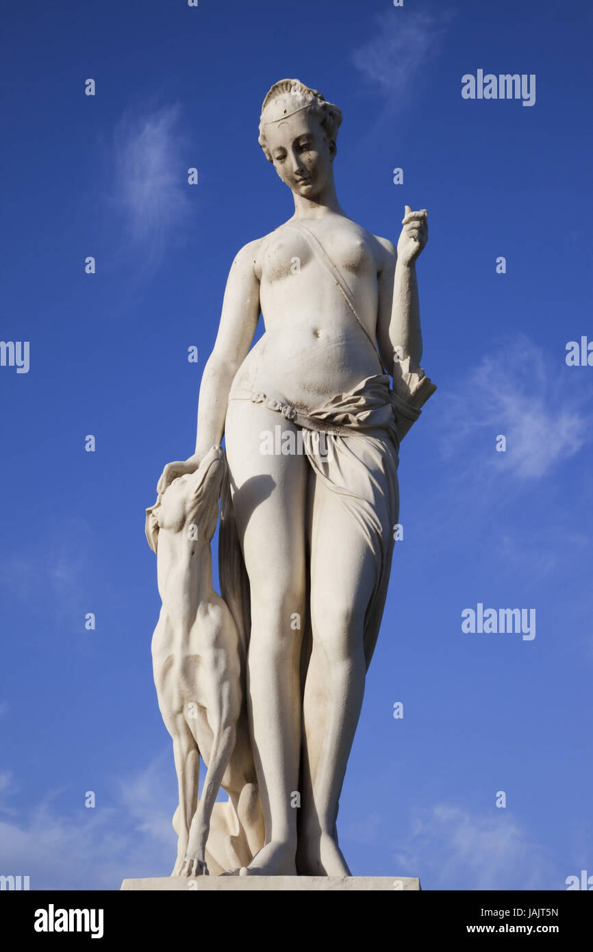 France,Paris,Jardin of the Tuileries,Diana statue of Louis Auguste Leveque, Stock Photo