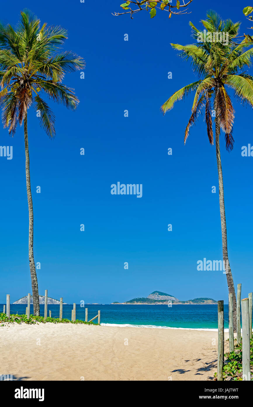 Leblon beach on Rio de Janeiro with Cagarras islands in the background Stock Photo