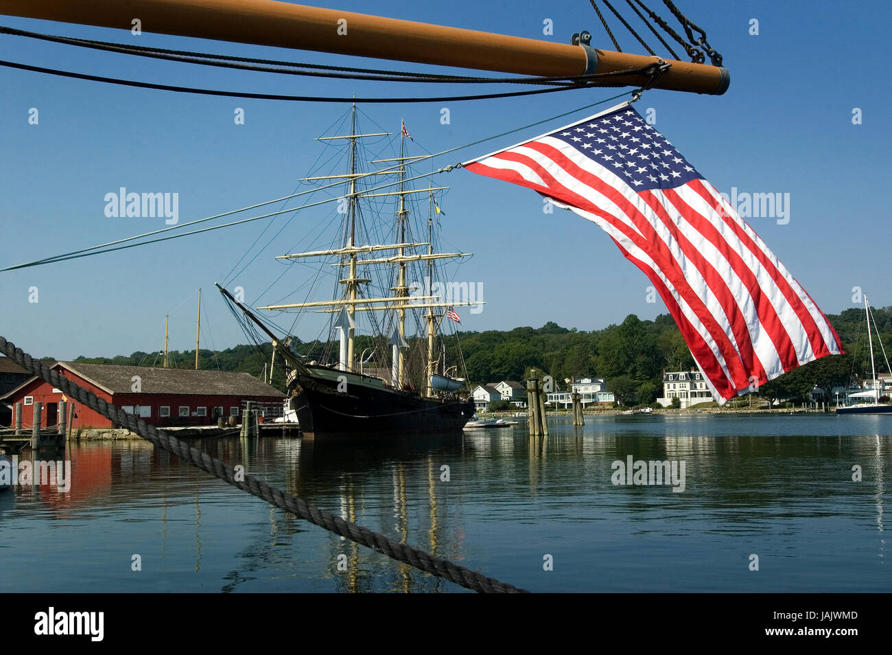 The 'Joseph Conrad' at its berth at Mystic Seaport, Mystic, Connecticut, USA Stock Photo