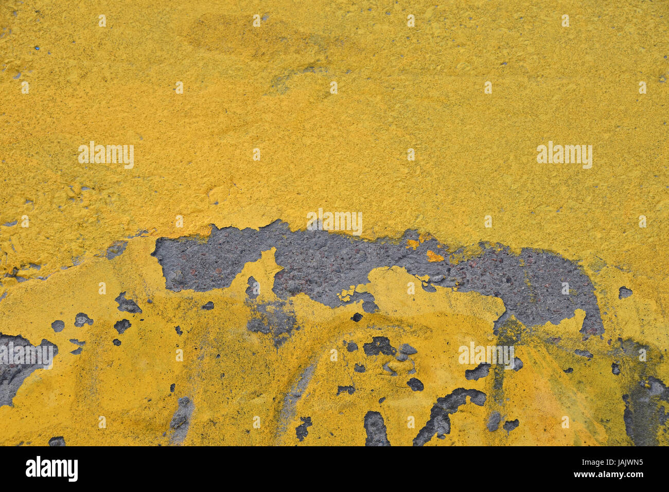 Vivid yellow painted rough concrete wall or floor texture background