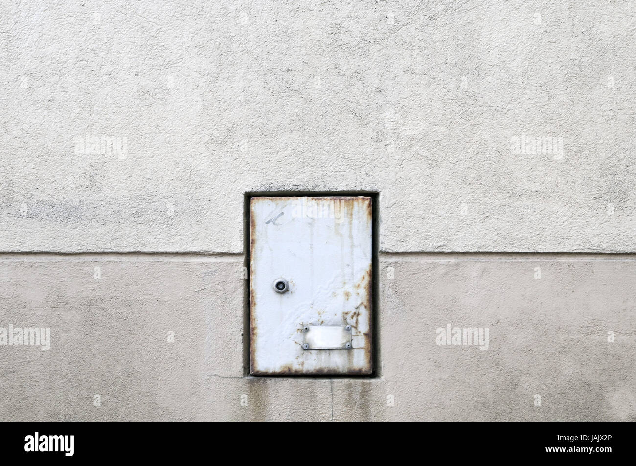 Conception,little metal door,wall of a house, Stock Photo