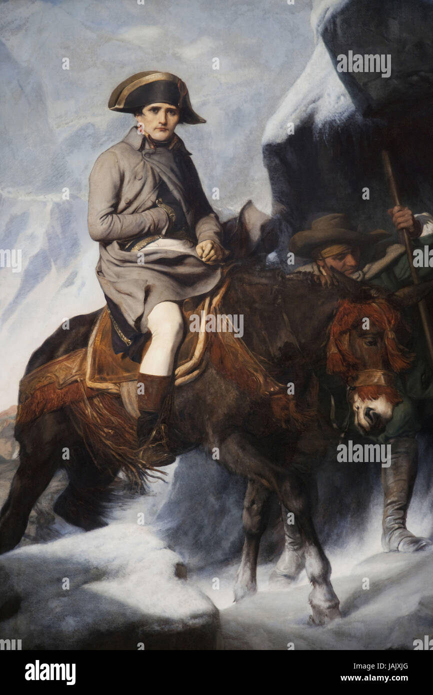 France,Paris,Louvre,'Napoleon crosses the alps' from Paul Delaroche, Stock Photo