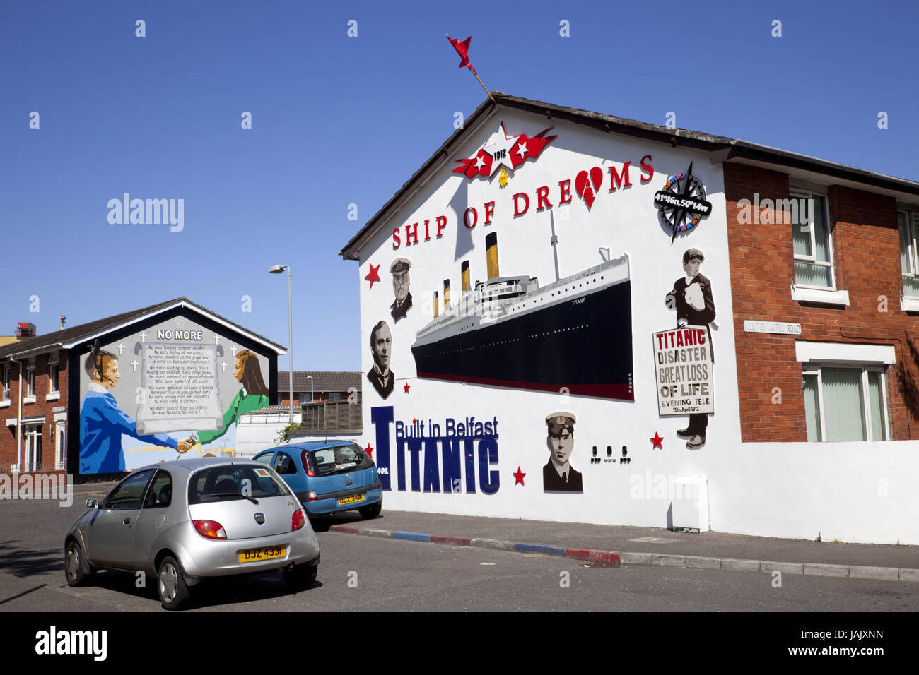 Northern Ireland,Belfast,mural painting,Titanic,east Belfast Stock Photo Alamy