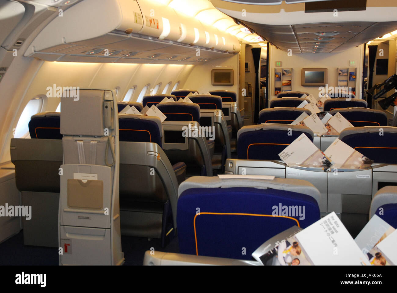 Civil aviation,Lufthansa airbus A380,cabin,rows,business class Stock ...