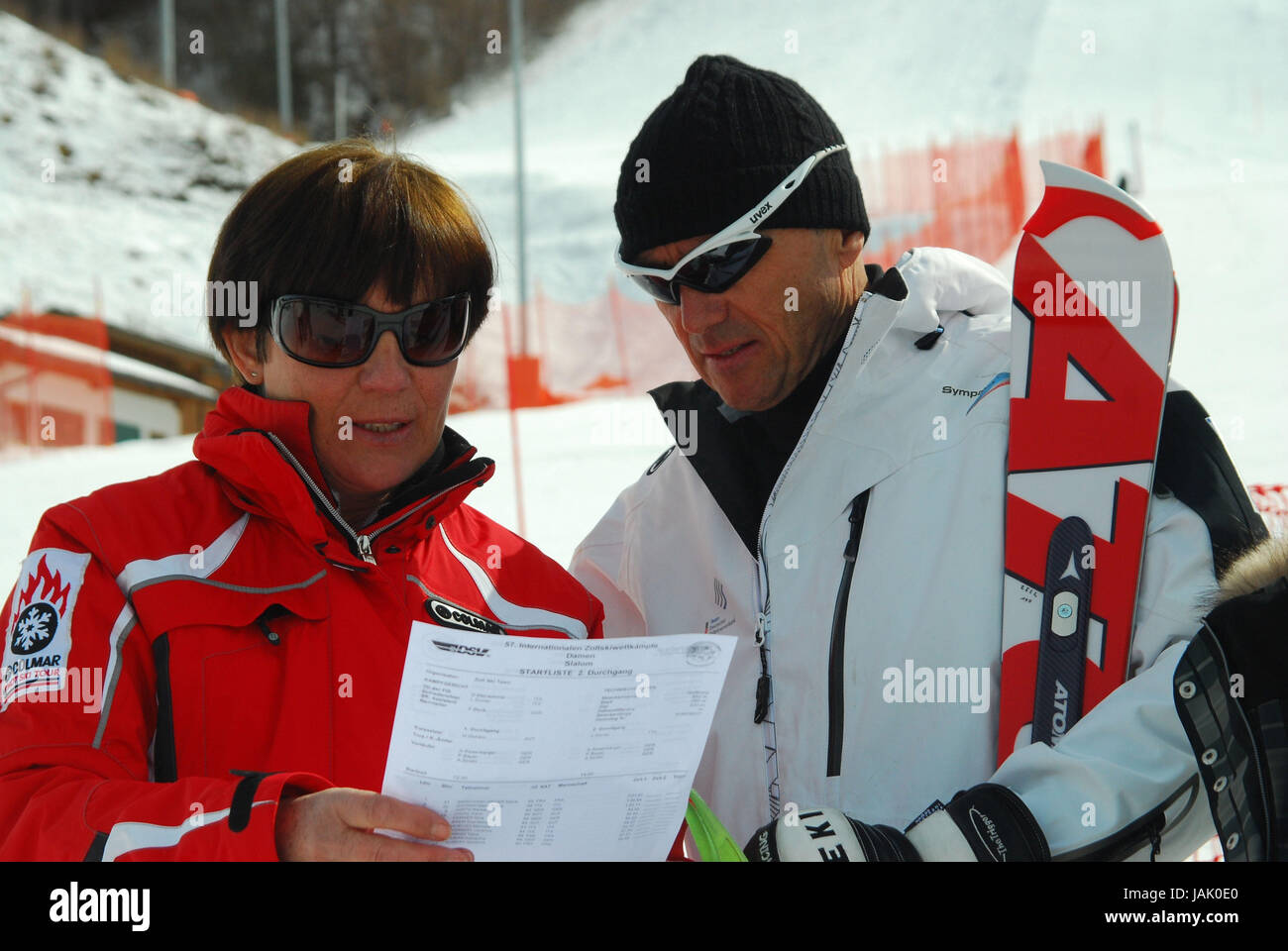 Winter sports,Rosi Mittermaier,Christian Neureuther,ski clothes,portrait, Stock Photo