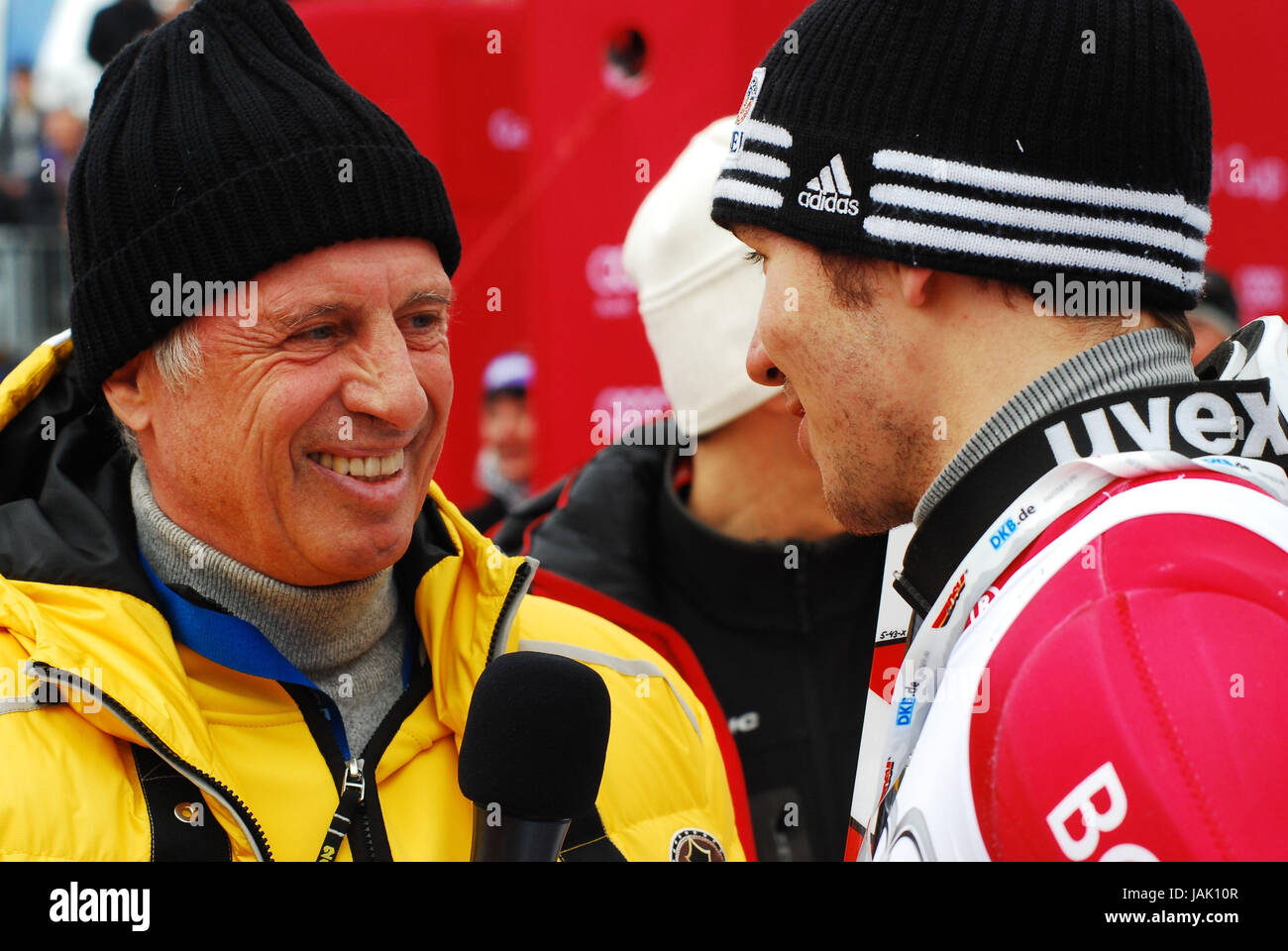 Winter sports,Ski-alpine,Willy Bogner,Felix Neureuther,conversation, Stock Photo