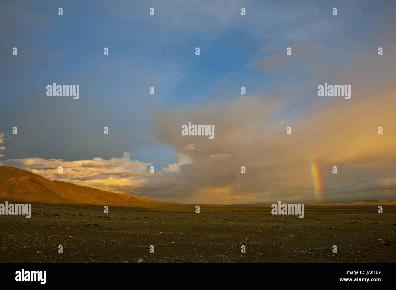 Rainbows with Darchen,west Tibet,Asia, Stock Photo