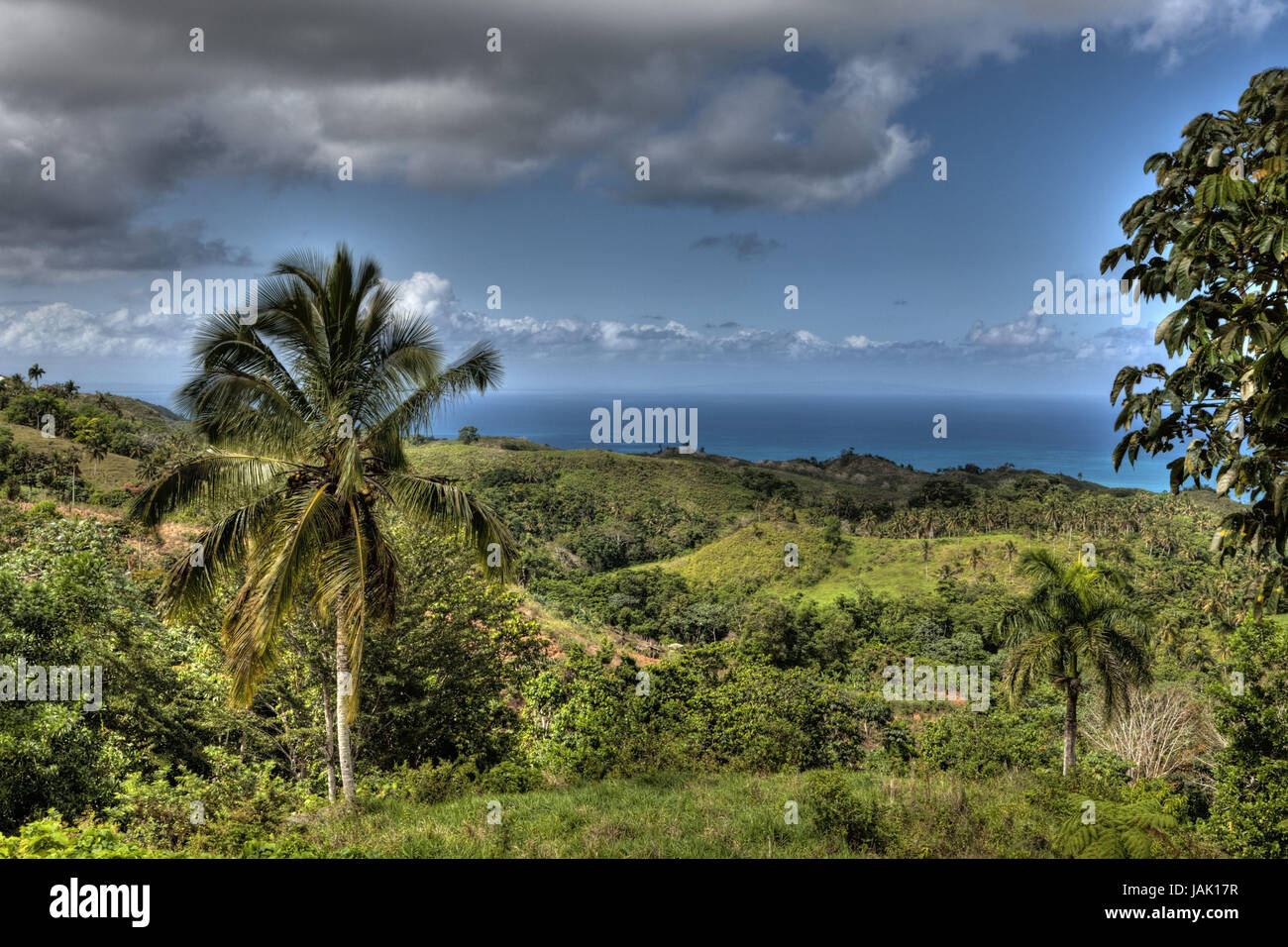 Scenery of reading Terrenas,peninsula Samana,the Dominican Republic, Stock Photo