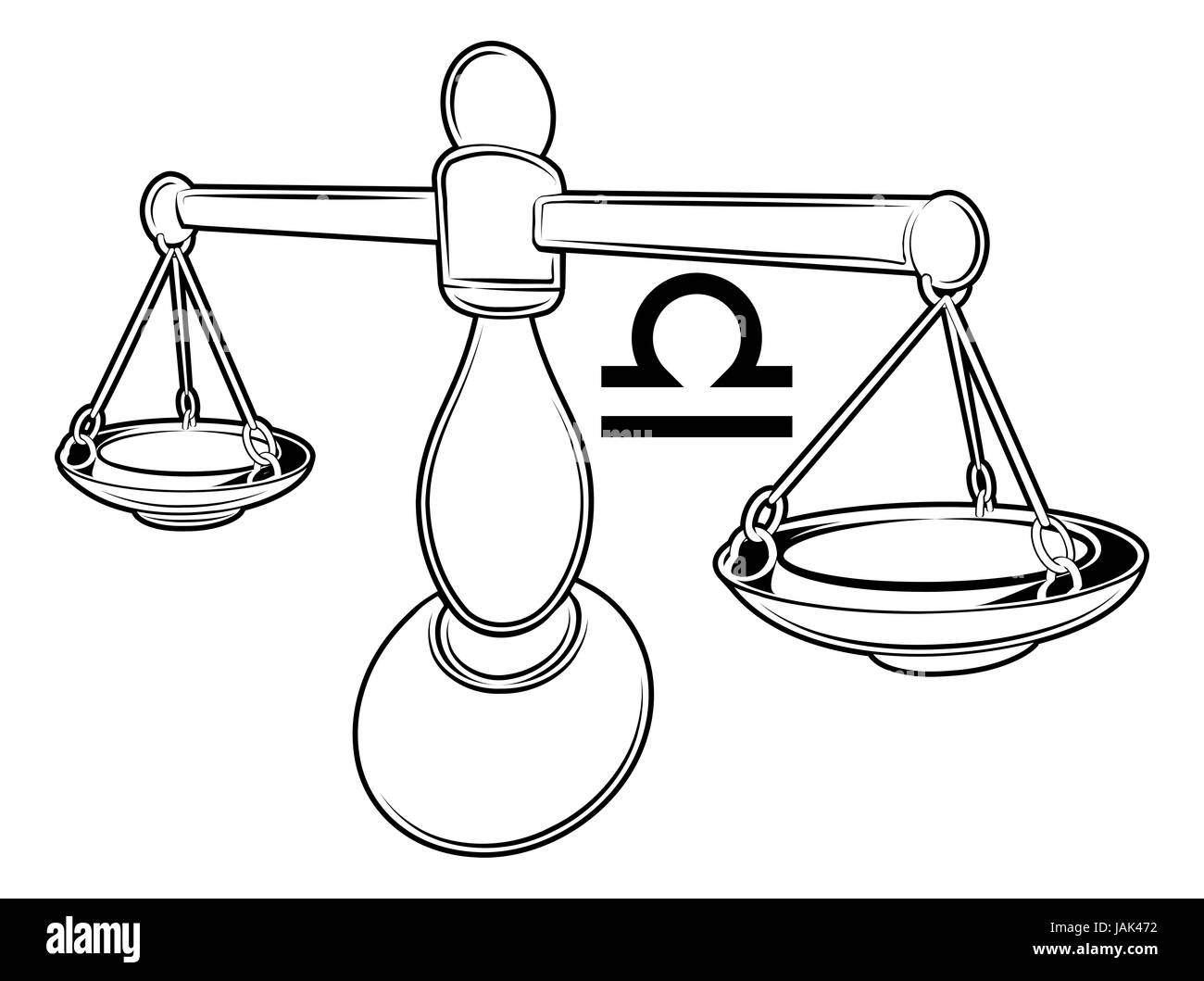 Illustration Stylised Black Balance Scales Stock Photos & Illustration