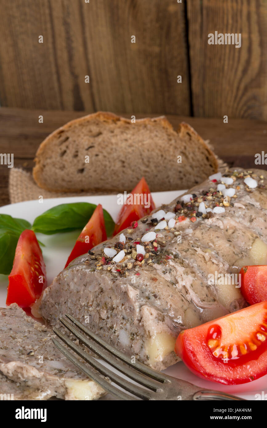 cooked sausage spread Stock Photo