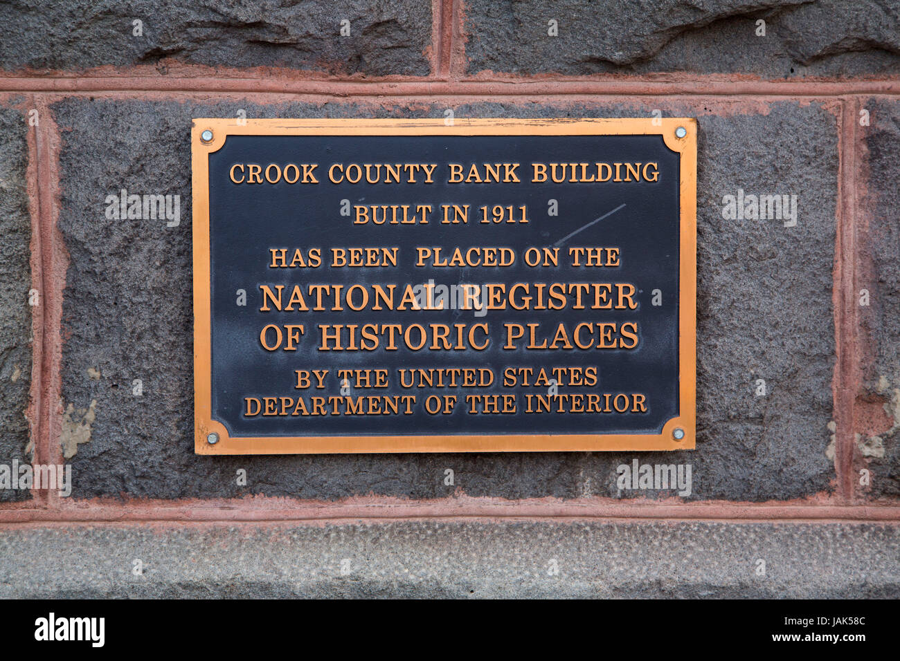 National Register of Historic Places plaque, Bowman Museum, Prineville, Oregon Stock Photo