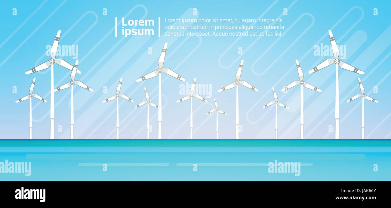 Wind Turbine Energy Renewable Water Station Sea Background Stock Vector ...