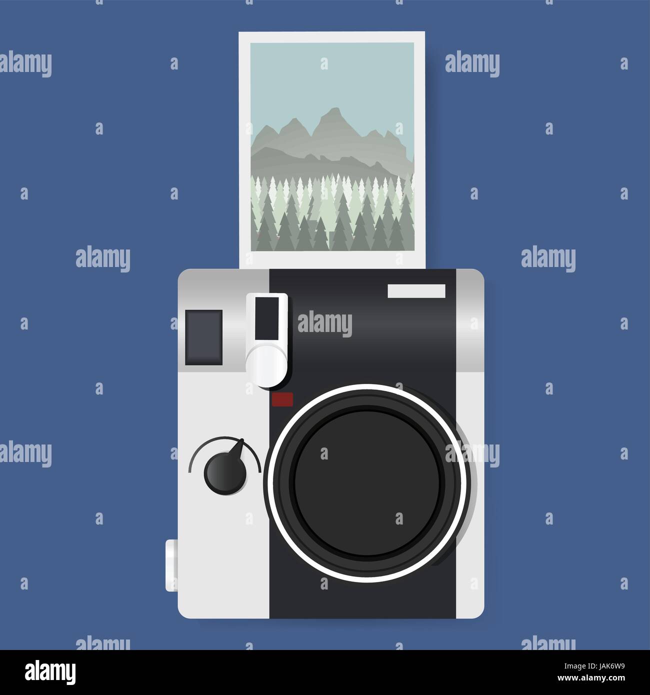 Camera with Captured Photo Graphic Illustration Vector Stock Vector