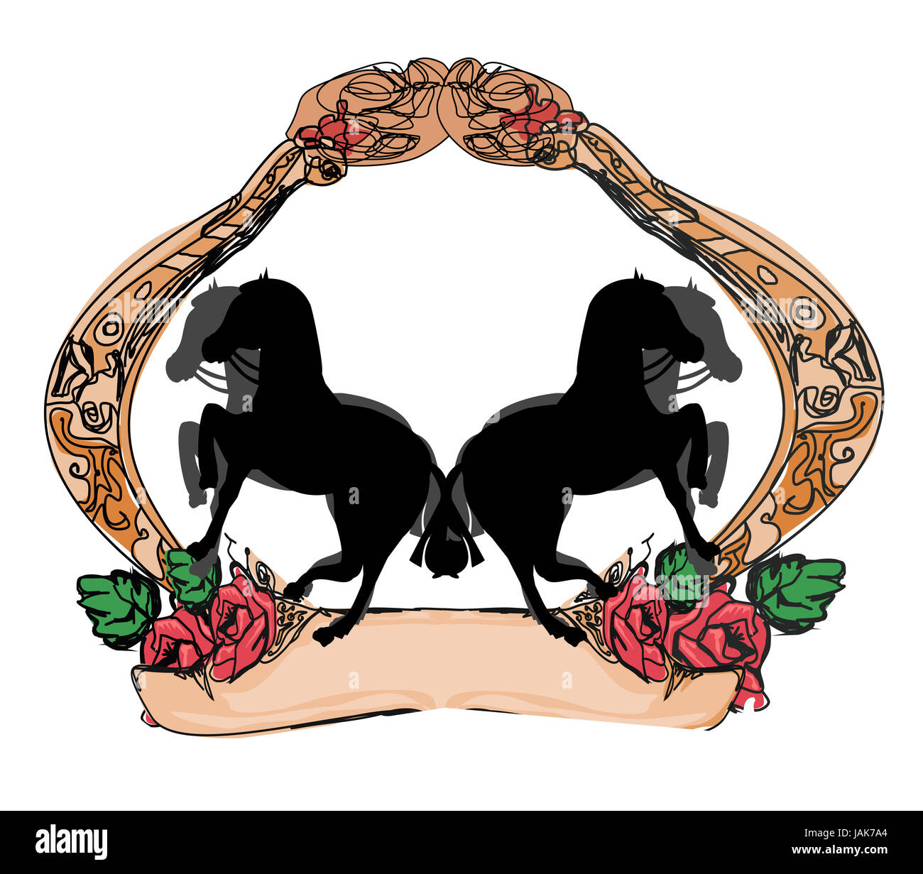 abstract vintage horses logo Stock Photo