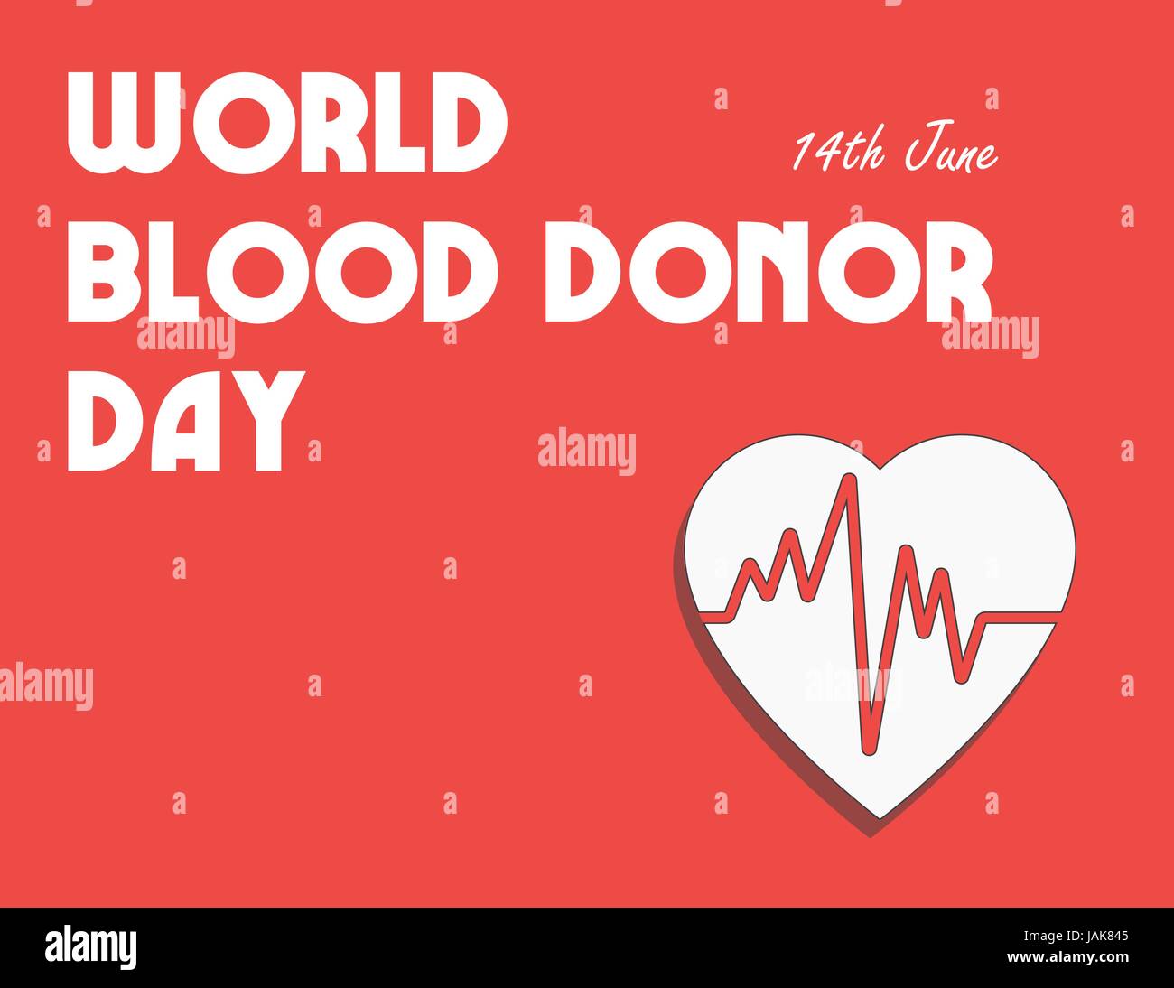 World blood donor day. International holiday. donate blood and save life. Donation give love. Vector ullustration. Heart with heartbeat Stock Vector