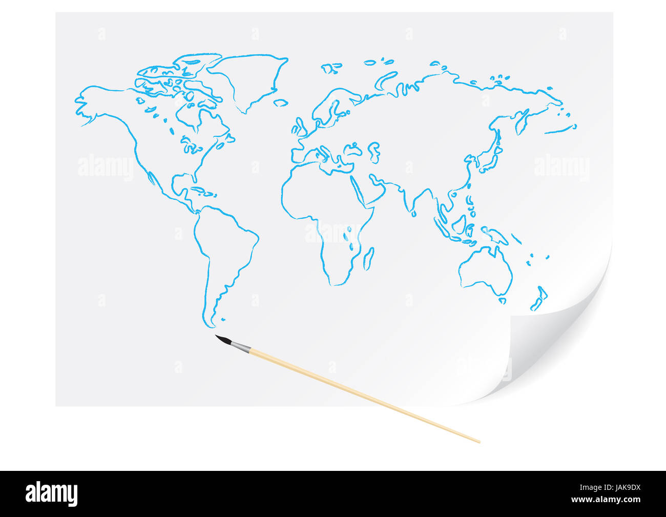 Drawing blue map with brush on the white paper Stock Photo - Alamy