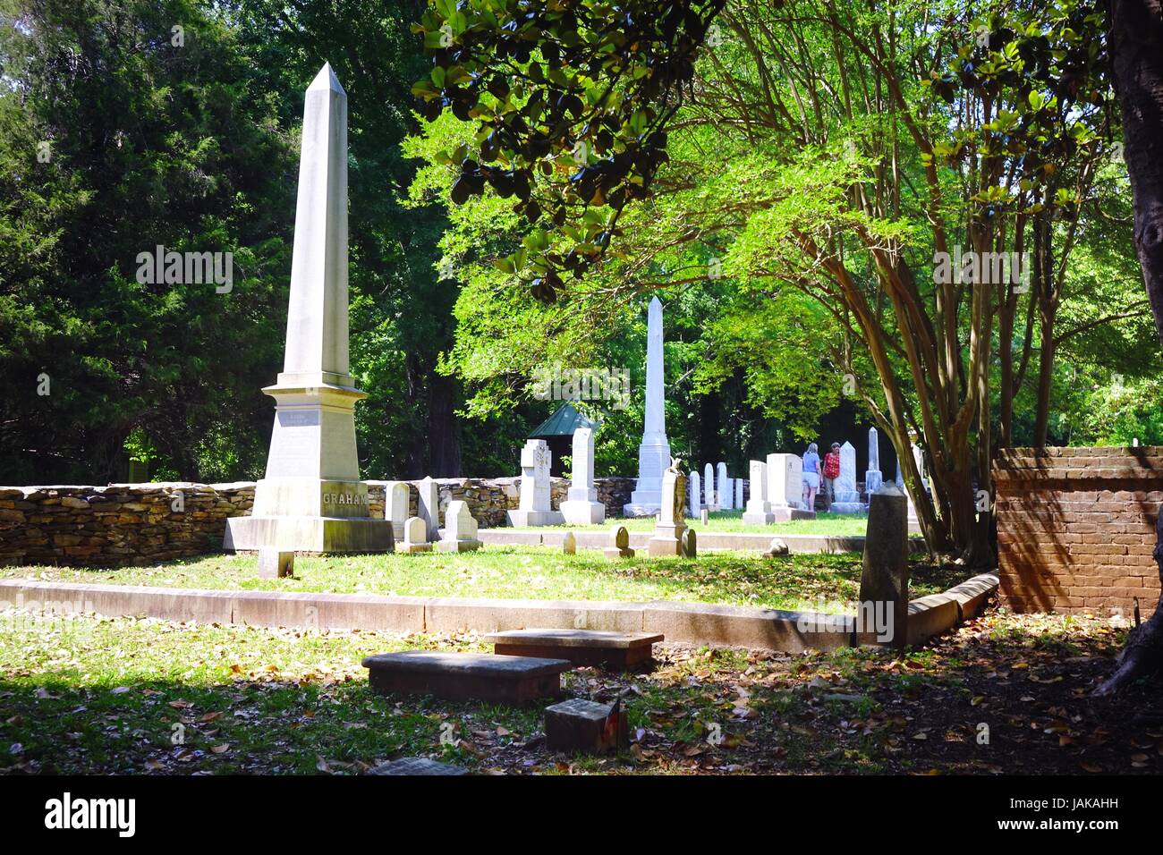 Monuments in Old Town Cemetery, Hillsborough, North Carolina Stock
