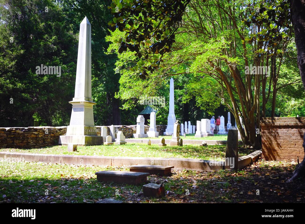 Monuments in Old Town Cemetery, Hillsborough, North Carolina Stock Photo