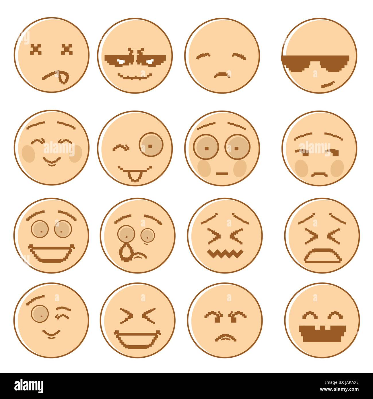 Smiling Cartoon Face Set Negative And Positive People Emotion Icon  Collection Stock Vector Image & Art - Alamy