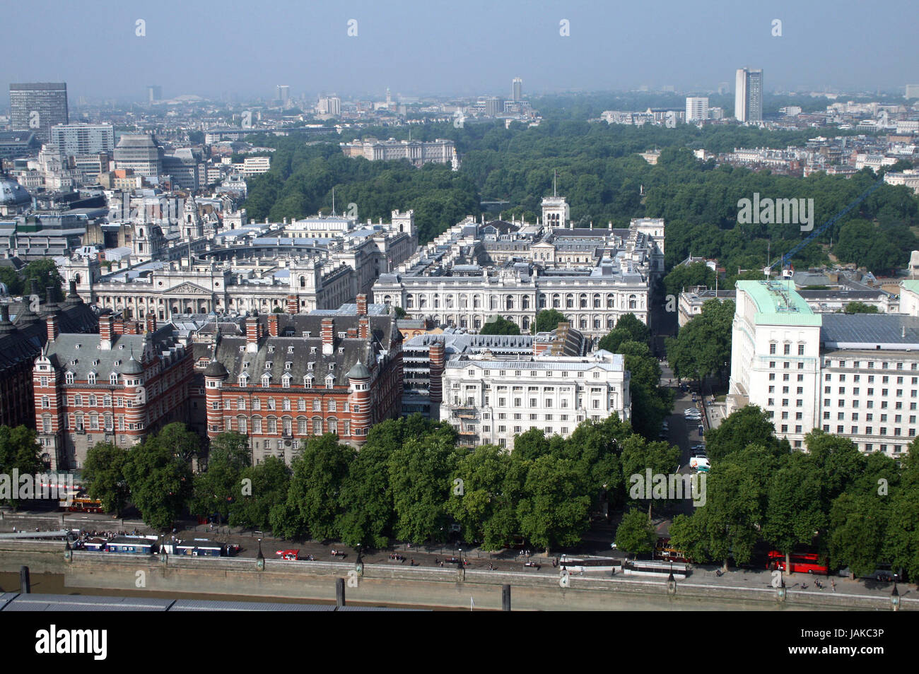 aerial view of victoria embankment,st james's park and buckingham palace in london,united kingdom Stock Photo
