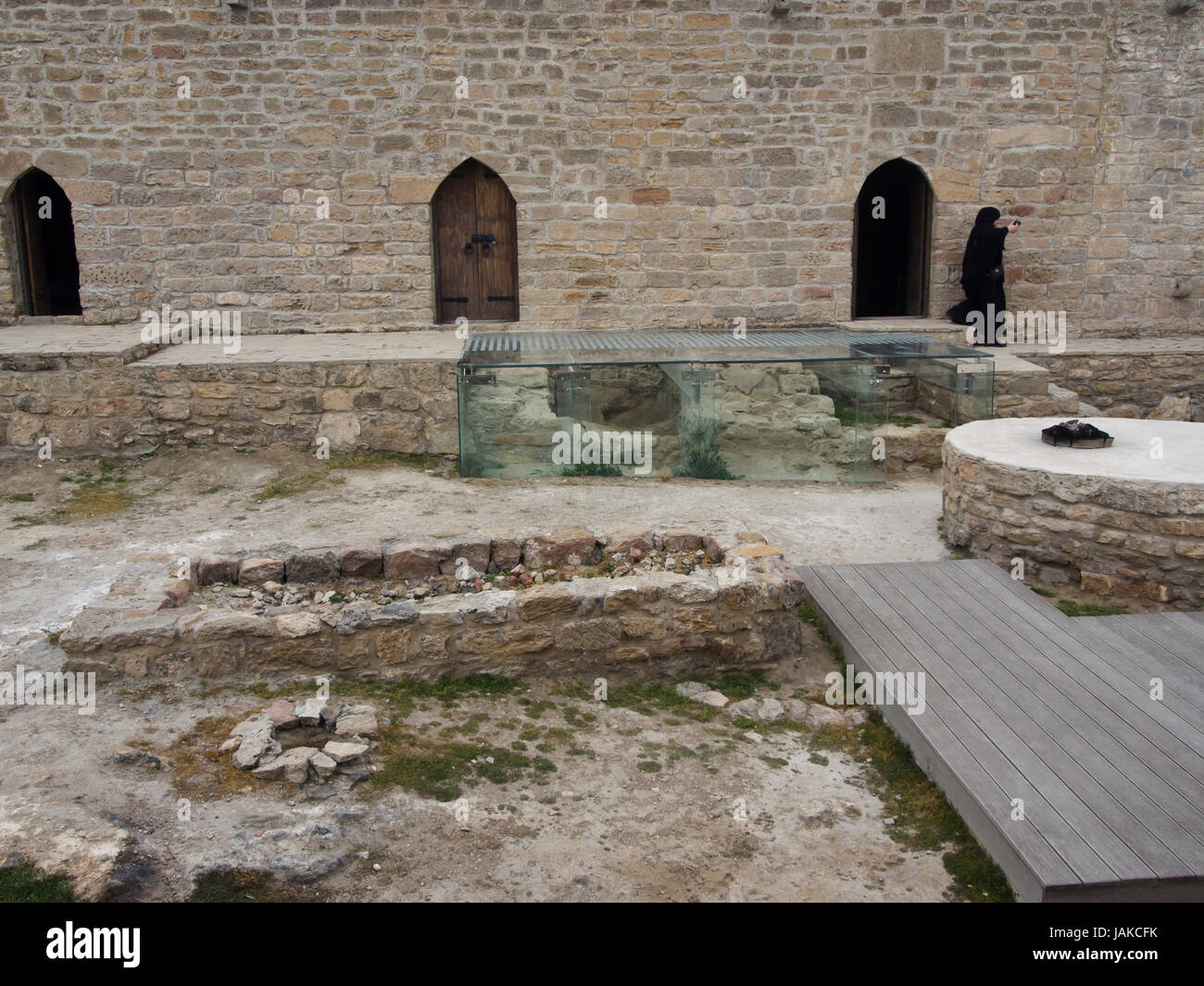 Ateshgah, the fire temple of Baku in Azerbaijan, an old Hindu and Zoroastrian place of worship, restored and functioning AS museum Stock Photo