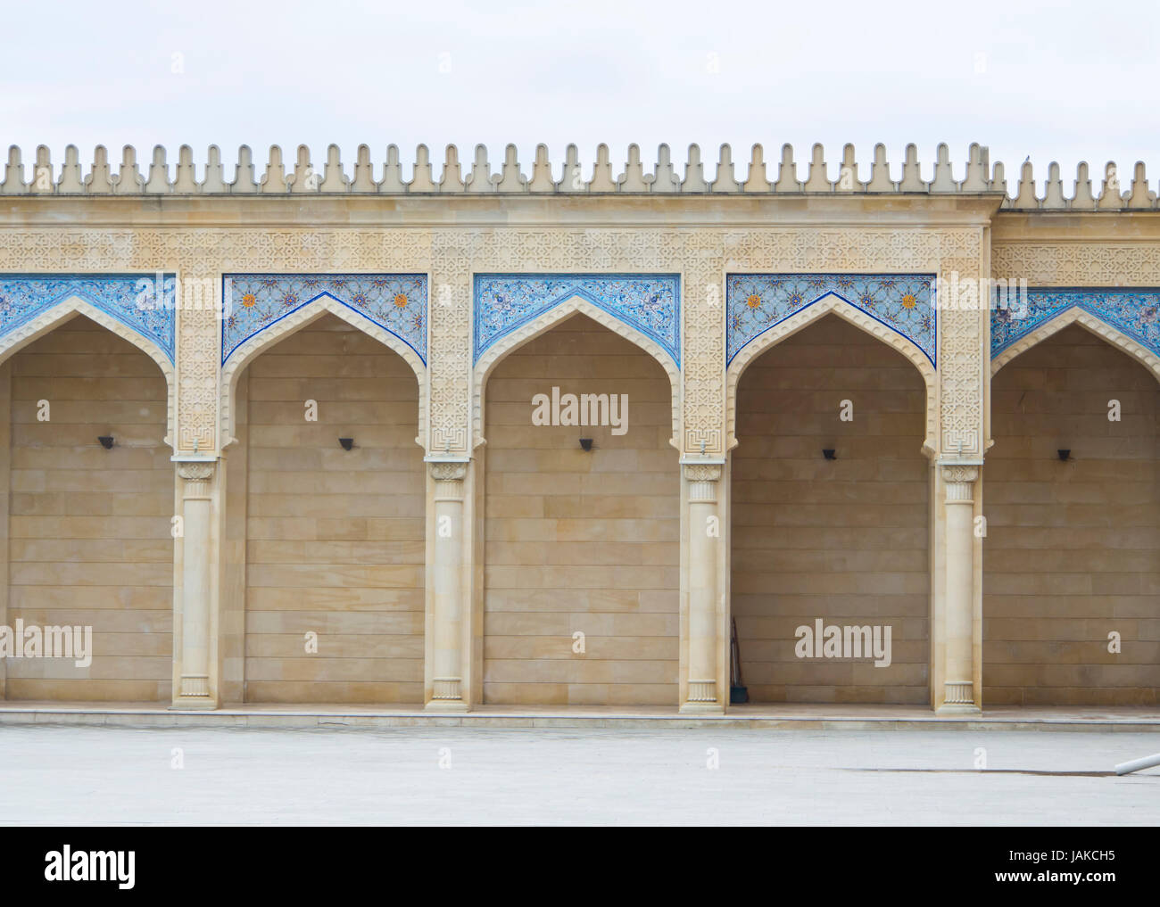 Juma Mosque in the town of  Shamakhi origins dating back to ca 744, reconstructed many times, latest in ca 2010, elaborate courtyard decorations Stock Photo